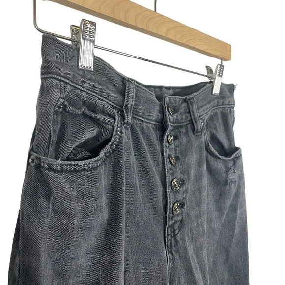 Free People Blossom High Rise Distressed Rigid Jeans in Black Size 27 - Picture 9 of 14
